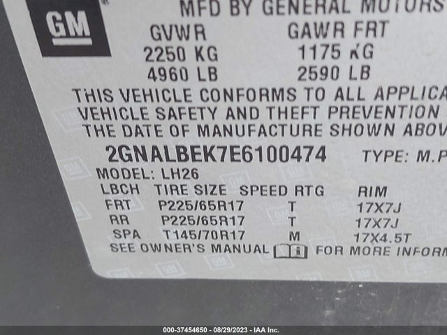 Chevrolet EQUINOX 1LT 2014 2GNALBEK7E6100474 Image 9