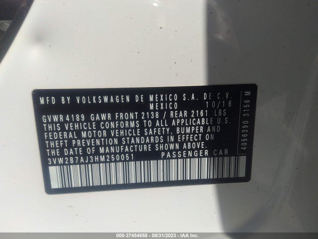 3VW2B7AJ3HM250051 Volkswagen Jetta 1.4t S