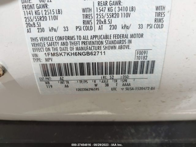 1FMSK7KH6NGB62711 Ford Explorer St-line
