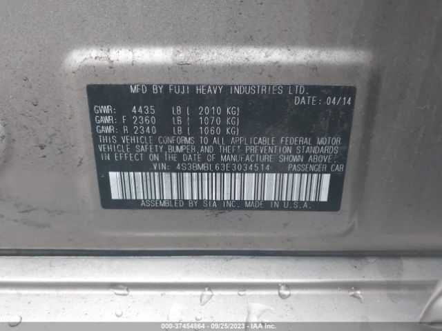 4S3BMBL63E3034514 Subaru Legacy 2.5i Limited