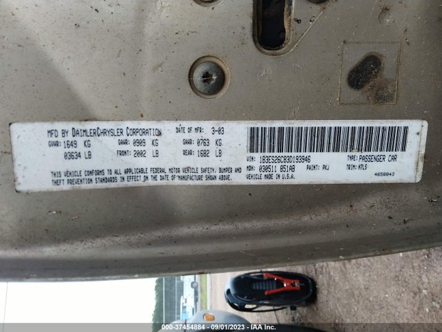 2003 DODGE NEON SE VIN: 1B3ES26C83D193946