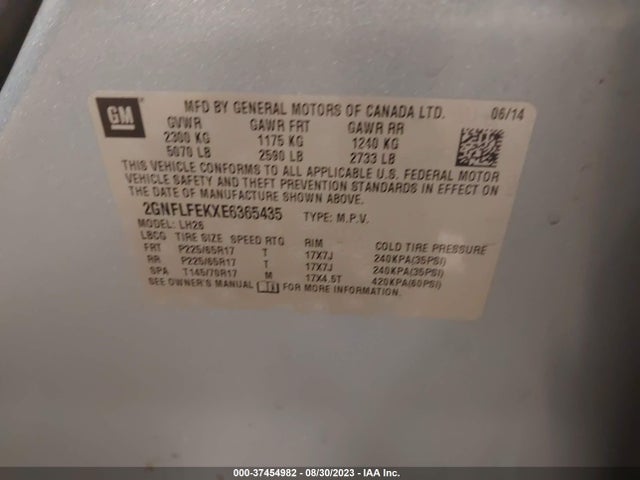 Chevrolet EQUINOX LT 2014 2GNFLFEKXE6365435 Image 15