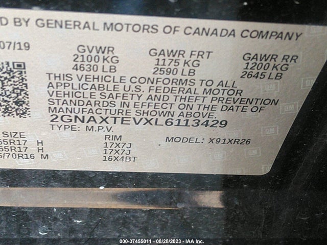 Chevrolet EQUINOX LT 2020 2GNAXTEVXL6113429 Image 9