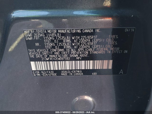 Toyota Rav4 Xle 2014 2T3WFREV2EW097593 Image 15