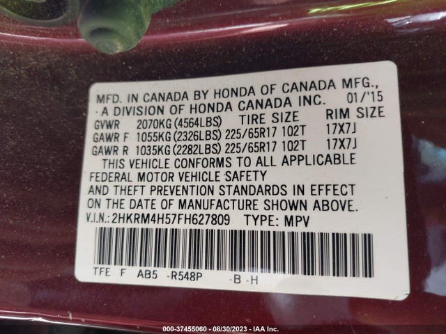 Honda CR-V EX 2015 2HKRM4H57FH627809 Image 9