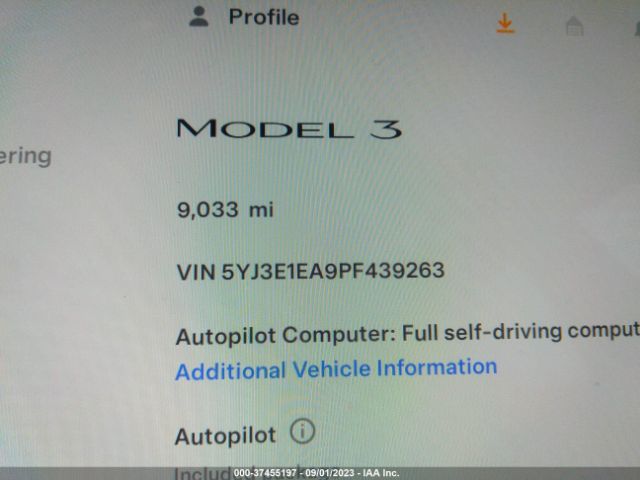 5YJ3E1EA9PF439263 Tesla MODEL 3
