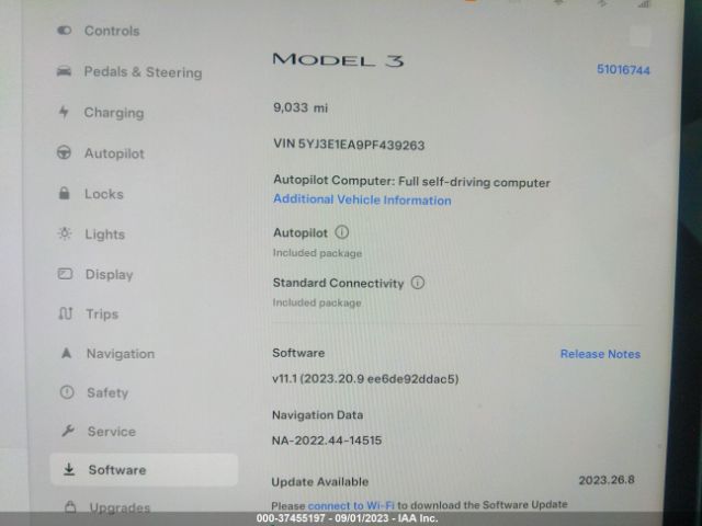 5YJ3E1EA9PF439263 Tesla MODEL 3