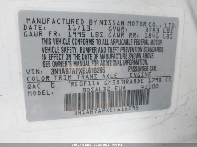 2014 NISSAN SENTRA SV VIN: 3N1AB7APXEL618295