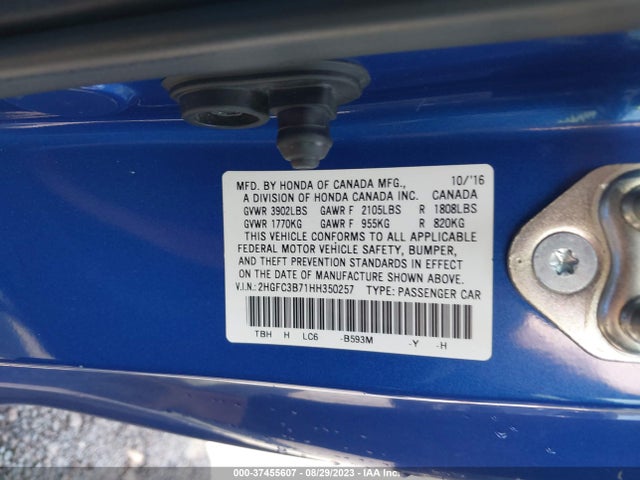 Honda Civic Coupe Ex-l 2017 2HGFC3B71HH350257 Image 9