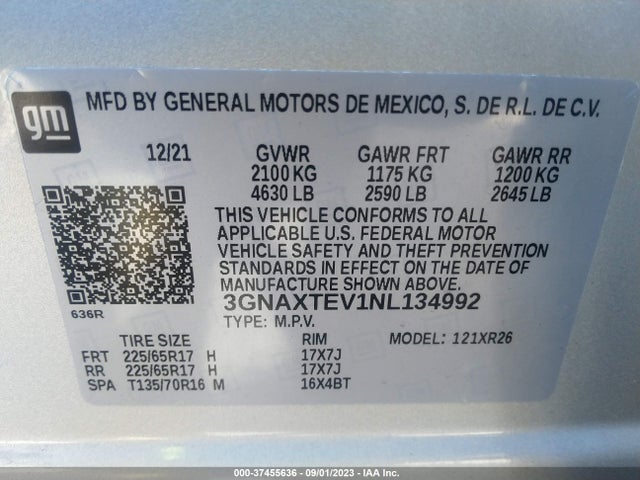 Chevrolet Equinox Awd 2fl 2022 3GNAXTEV1NL134992 Image 9