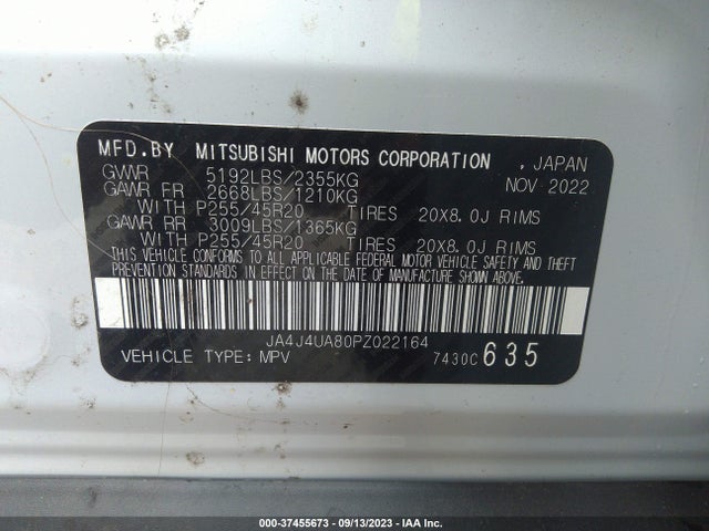 JA4J4UA80PZ022164 Mitsubishi Outlander Se/se Black Edition