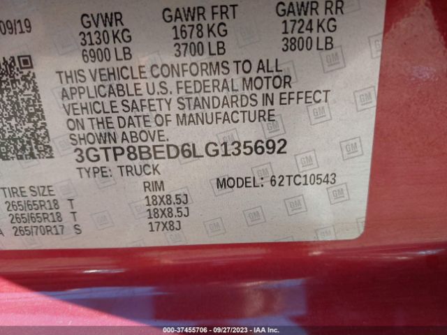 3GTP8BED6LG135692 GMC Sierra 1500 Sle