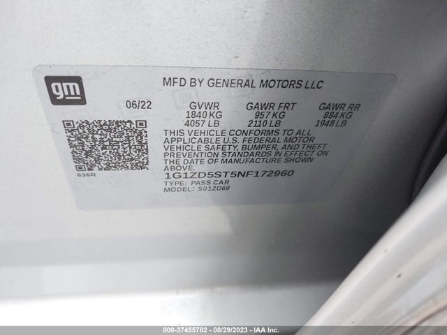 Chevrolet MALIBU LT 2022 1G1ZD5ST5NF172960 Image 9