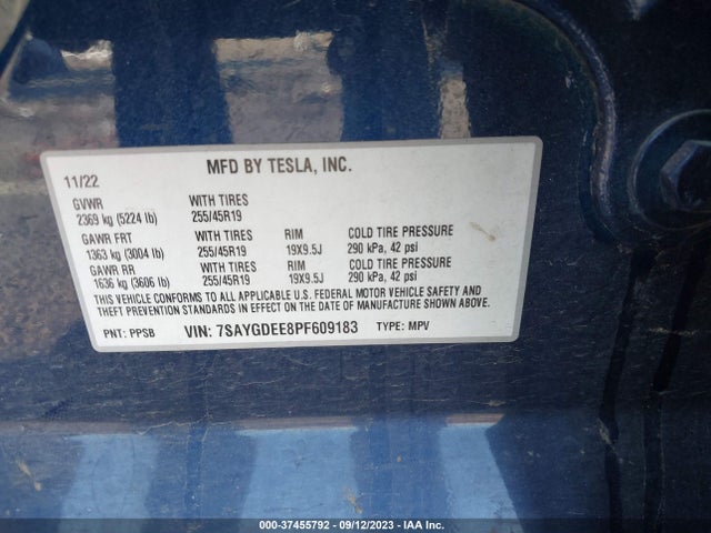 7SAYGDEE8PF609183 Tesla Model Y Long Range