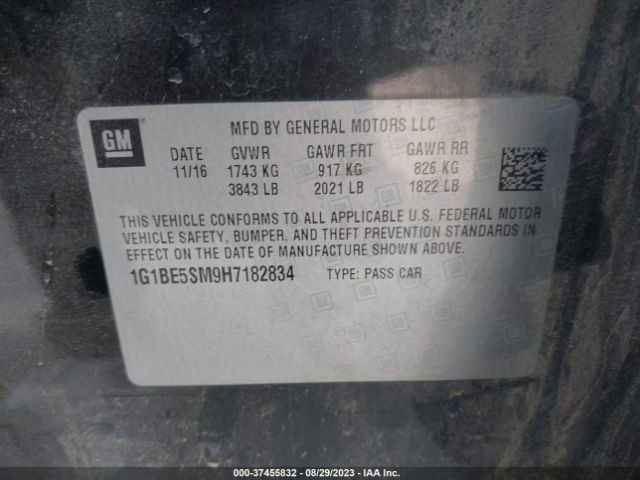1G1BE5SM9H7182834 Chevrolet Cruze Lt Auto