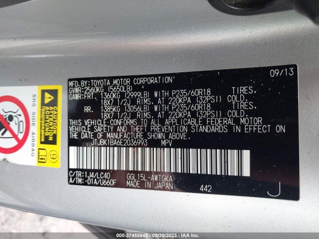 Lexus RX 350 2014 JTJBK1BA6E2036993 Image 9