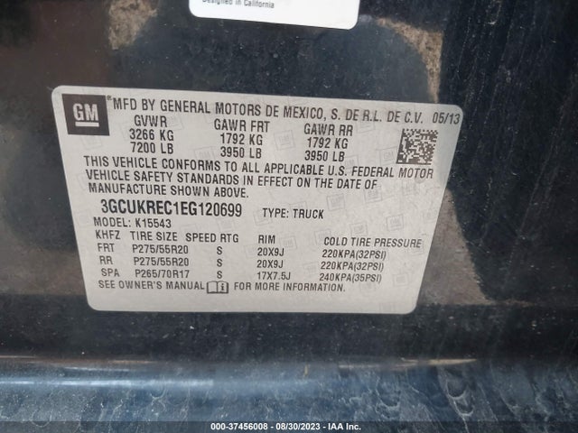 Chevrolet Silverado 1500 Lt 2014 3GCUKREC1EG120699 Image 9