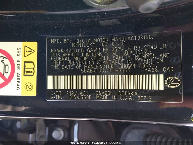 58ABK1GG2JU095655 Lexus Es Es 350