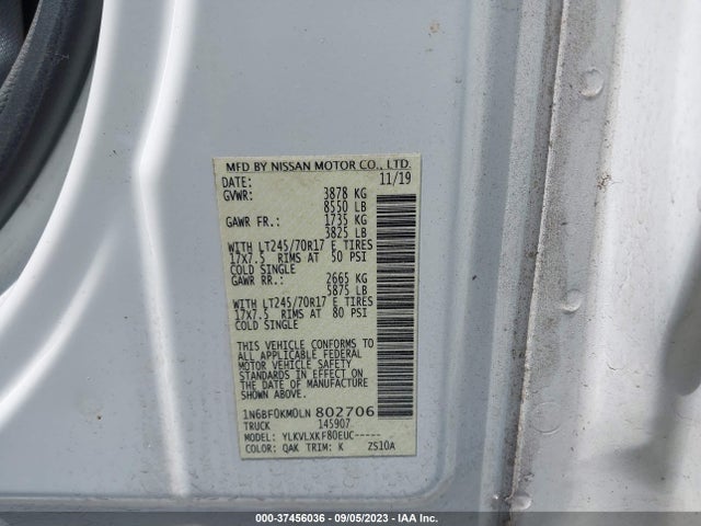2020 Nissan NV, VIN: 1N6BF0KM0LN802706