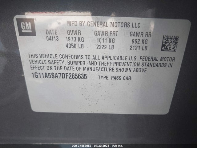 2013 CHEVROLET MALIBU LS VIN: 1G11A5SA7DF285635