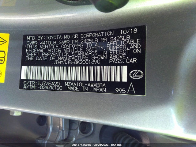 JTHY3JBH8K2001390 Lexus Ux Ux 200