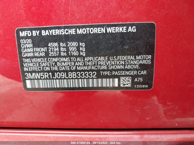 BMW 3 Series 330i 2020 аукцион фото