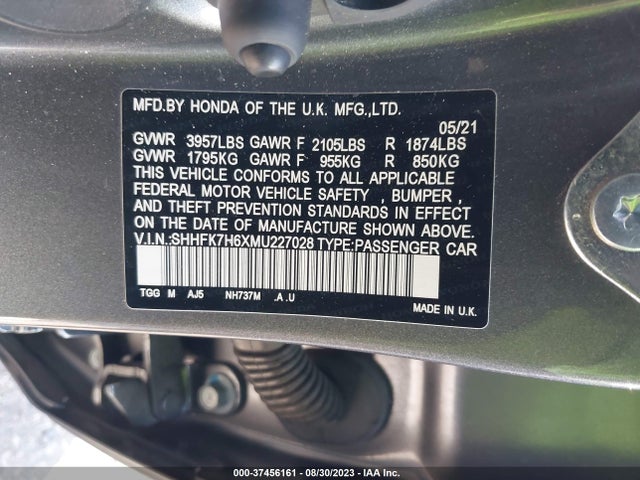 Honda CIVIC EX 2021 SHHFK7H6XMU227028 Image 9