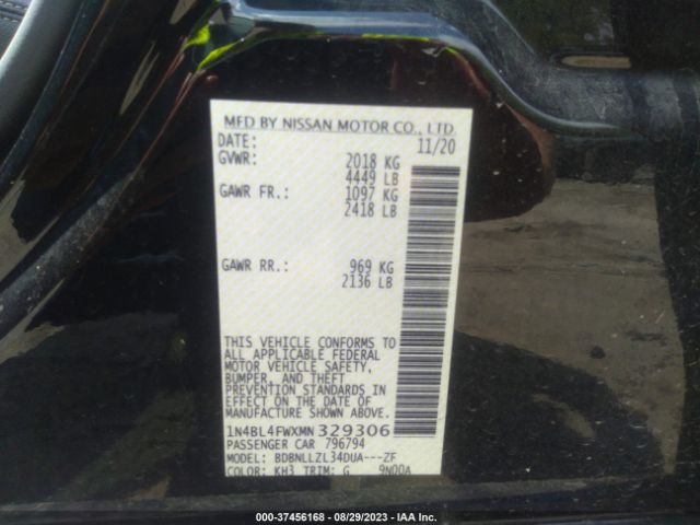1N4BL4FWXMN329306 Nissan Altima 2.5 Platinum