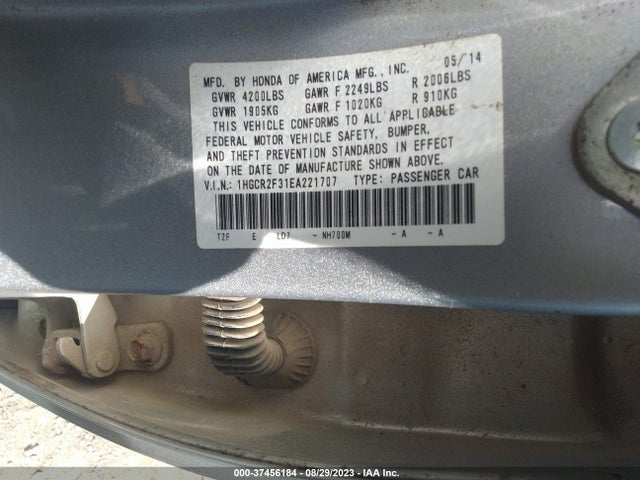 Honda Accord Sedan Lx 2014 1HGCR2F31EA221707 Image 9