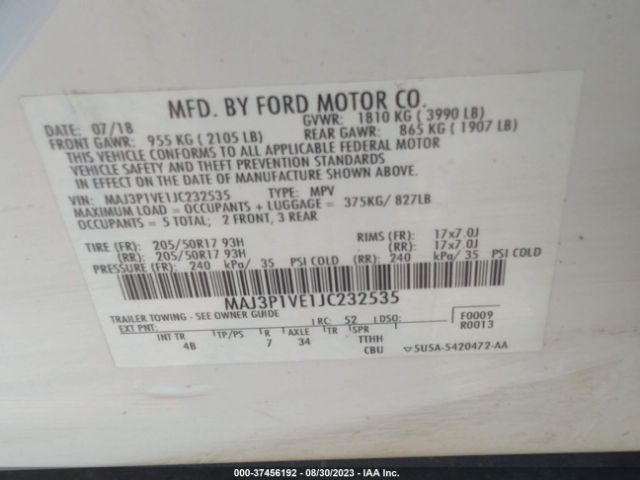 MAJ3P1VE1JC232535 Ford Ecosport Titanium