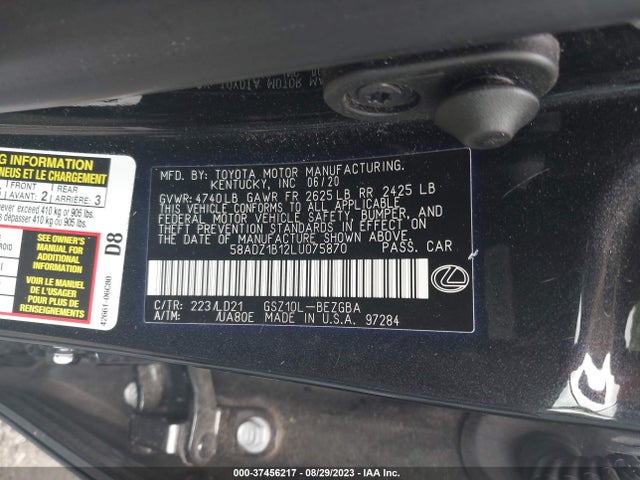 58ADZ1B12LU075870 Lexus Es Es 350