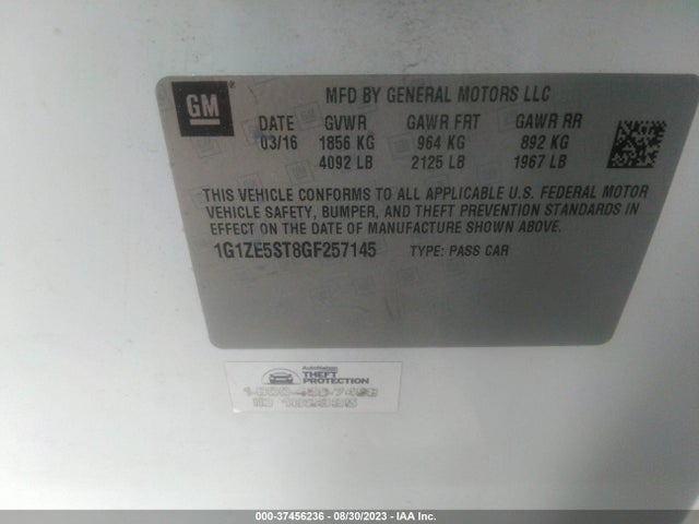Chevrolet MALIBU LT 2016 1G1ZE5ST8GF257145 Image 9