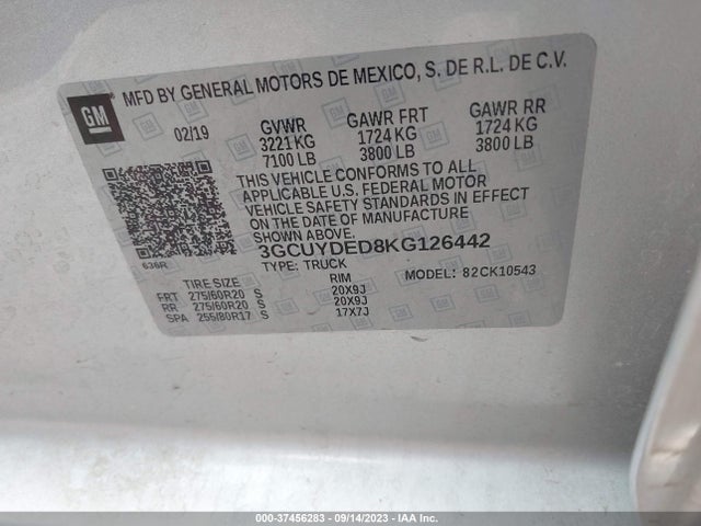 Chevrolet Silverado 1500 Lt 2019 3GCUYDED8KG126442 Image 9