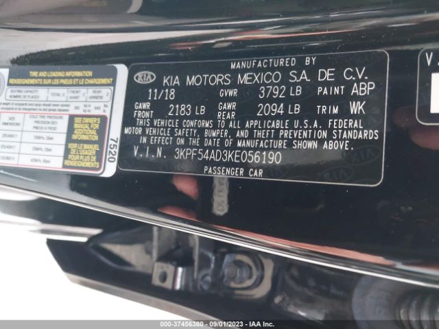 3KPF54AD3KE056190 KIA FORTE EX