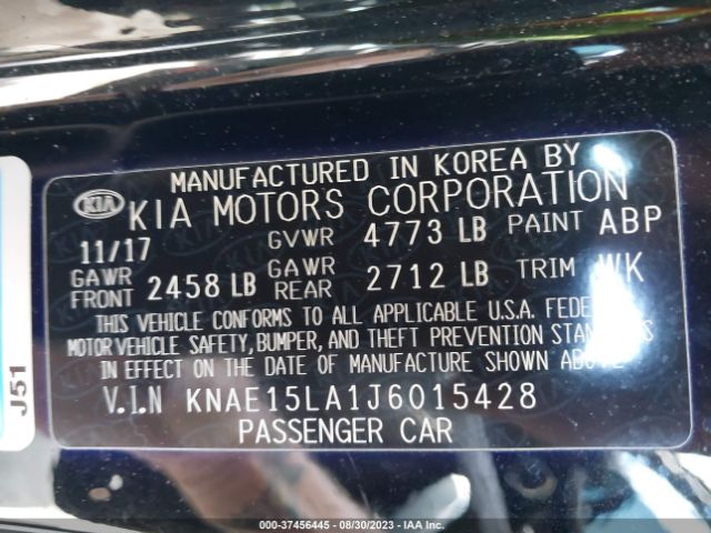 KNAE15LA1J6015428 KIA Stinger Base
