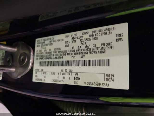 1FMCU9G66LUA82793 Ford ESCAPE SE
