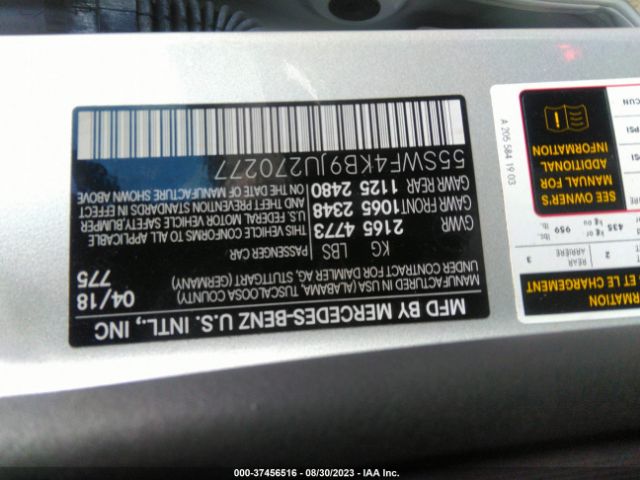 55SWF4KB9JU270277 Mercedes-Benz C-class C 300