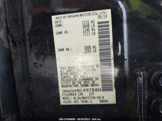 1N4AA5AP9EC497880 Nissan Maxima 3.5 Sv W/premium Pkg