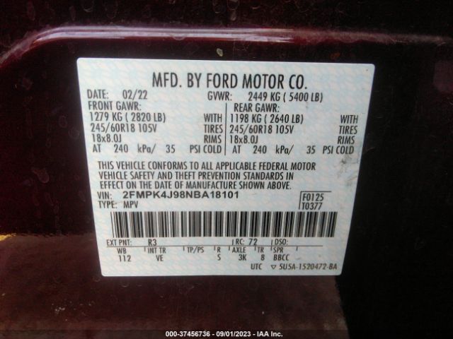 2FMPK4J98NBA18101 Ford Edge Sel/st-line