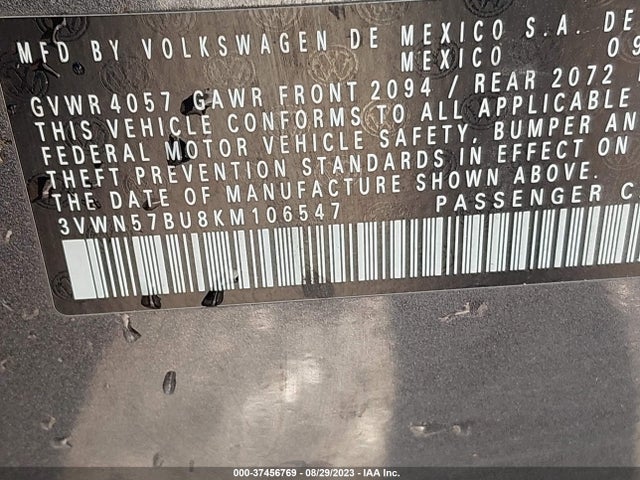 3VWN57BU8KM106547 Volkswagen JETTA S