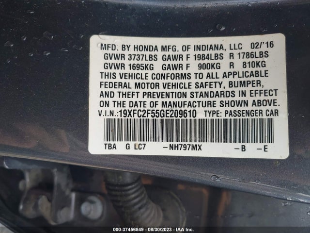 Honda Civic Sedan Lx 2016 19XFC2F55GE209610 Image 9