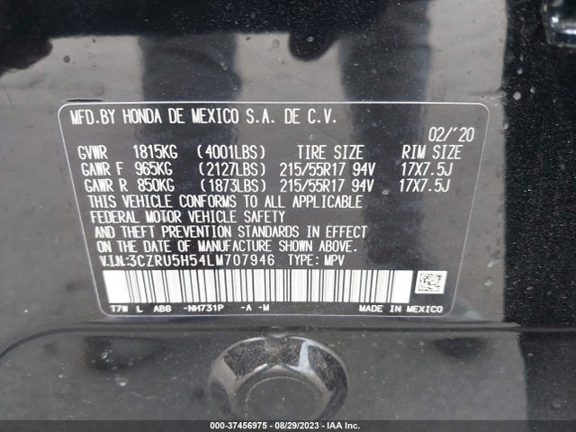 Honda HR-V EX 2020 3CZRU5H54LM707946 Image 9