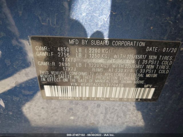 4S4BTACC0L3170420 Subaru Outback Premium