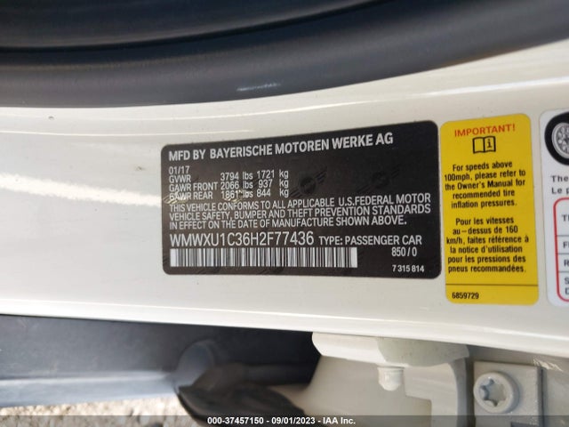 2017 Mini Hardtop, VIN: WMWXU1C36H2F77436