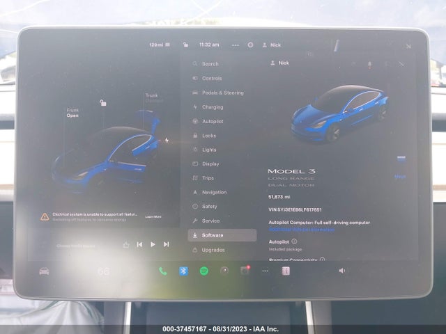 2020 TESLA MODEL 3 LONG RANGE VIN: 5YJ3E1EB6LF617651