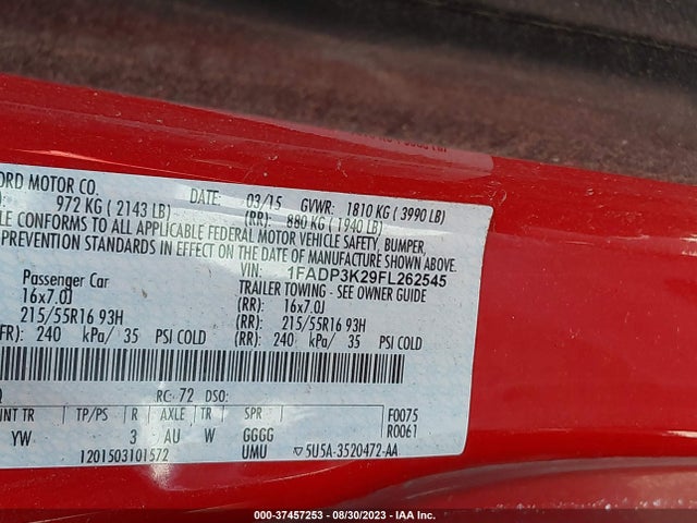 1FADP3K29FL262545 Ford FOCUS SE