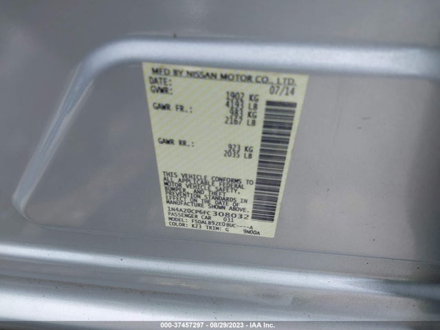 2015 NISSAN LEAF S VIN: 1N4AZ0CP6FC308032