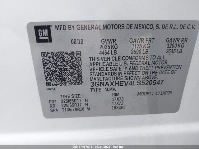 Chevrolet EQUINOX LS 2020 3GNAXHEV4LS520547 Image 9
