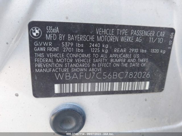 2011 BMW 5 SERIES WBAFU7C56BC782026 Photo 8
