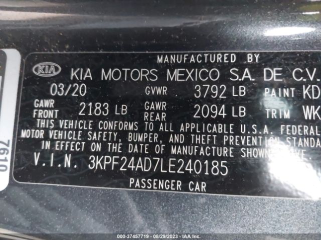 3KPF24AD7LE240185 KIA Forte Lxs
